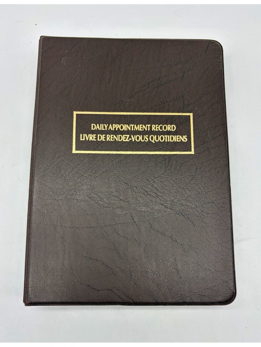 Vintage Retro Agenda Planner Daily Appointment Record Book Brown Vinyl EX READ